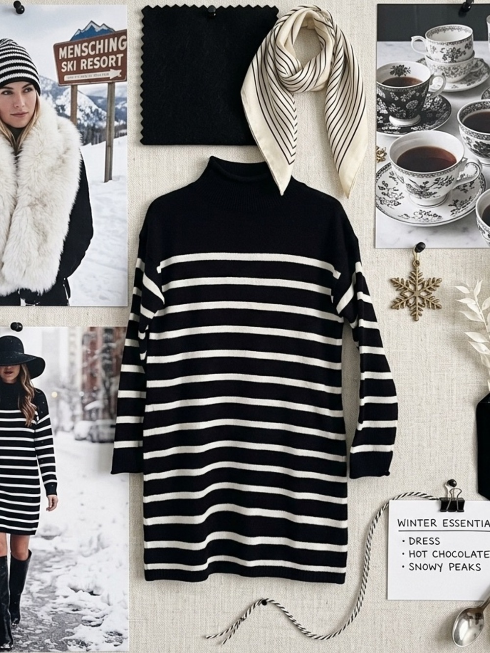 Loft - Black and White Striped Sweater Dress